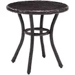 Crosley Palm Harbor Outdoor Wicker Round Side Table - Brown