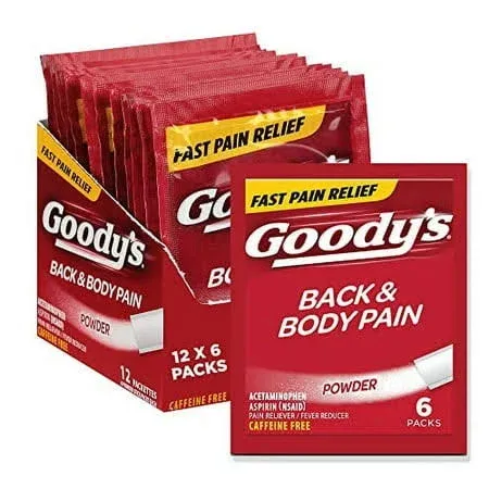 Goody's Back and Body Pain Relief Powder, Dissolve Packs, 6 Individual Packets, 12 Pack