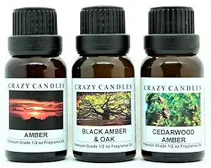 Crazy Candles 3 Bottles Set, 1 Amber, 1 Black Amber & Oak, 1 Cedarwood Amber 1/2 ...