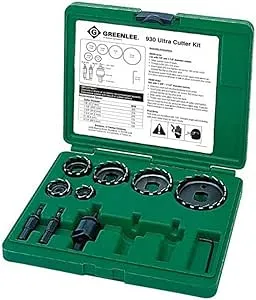 Greenlee 930 Hole Cutter Kit, 9 Pc Green/Black, Small