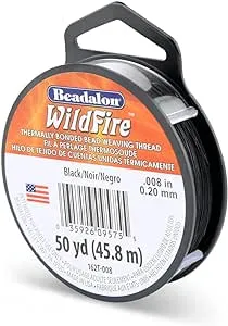 Beadalon Wildfire, 0.008 in, 0.20 mm, Break Strength 12 lb / 5.5 kg, Black, 50 yd / 45 m