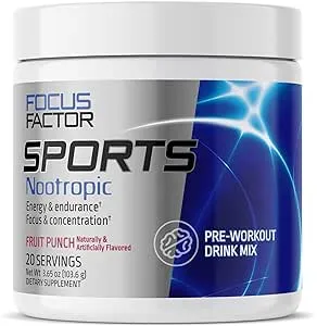 Focus Factor, Sports Nootropic, Pre-workout Drink Mix, Fruit Punch, 3.65 oz (103.6 g)