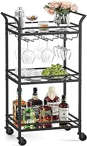 3-Tier Mini Bar Cart, Pale Gold