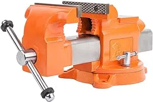 Forward Bench Vise 8 Inch Ductile Iron Bench Vice with 360 Degree Swivel Base and Channel Steel Guide Bar 30808 (8")