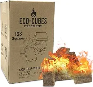 Eco Cubes Fire Starter Squares – Great Fire Starters for Chimney  Charcoal Grill  Fireplace  Campfire  Wood Stove  Pellet Grill and Charcoal - Qty 168