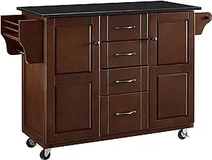 Crosley Eleanor Kitchen Cart Mahogany Black Granite Top