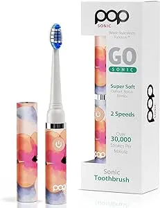 Pop Sonic Electric Toothbrush (Navy Blue) Travel Toothbrushes W/AAA Battery | Kids Electric Toothbrushes with 2 Speed & 15,000 30,000 Strokes/Minute