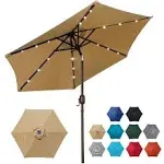 Blissun 7.5 ft Solar Umbrella, 18 LED Lighted Patio Umbrella, Table Market Umbrella