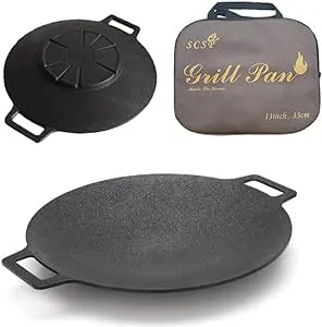 SCSP -Korea BBQ Grill Non -Stick Grill Natural Material 6 -Layer Coating Made in Korea Circular Size 13 inch with Bag for Home and Outdoor Stoves