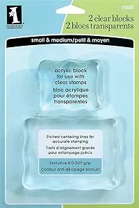 Inkadinkado Acrylic Mounting Blocks for Clear Stamps, 2pc, 3.7'' W x 2.7'' L and 2.4'' W x 2'' L