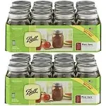 Mason Ball Jars 24 with Lid - Regular Mouth - 16 oz by Jarden (24 Pack) 