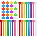 TaoBary 48 Pcs Multicolor Cable Labels and Reusable Fastening Cable Ties Sets, 24 Pcs Cord Labels Wire Labels and 24 Pcs