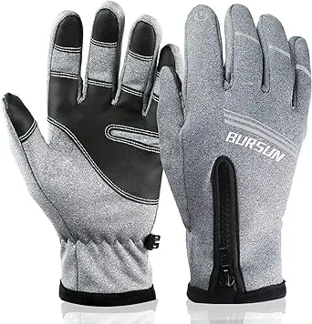 BURSUN Winter Gloves, Windproof Waterproof Warm Touchscreen Medium, Grey 