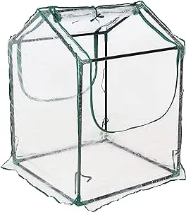 Sunnydaze Outdoor Portable Mini Greenhouse Tent with 2 Zippered Side Doors and Steel Tube Frame - Clear - 2' x 2'