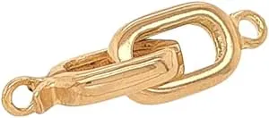 14K Solid Yellow Gold Rounded Rectangle Hinged Hook &amp; Eye Clasp Snap Clasp