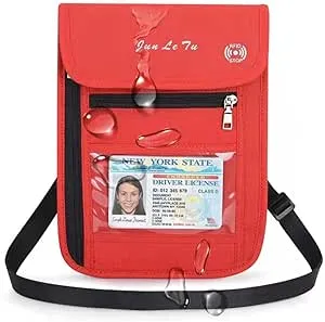 Neck Pouch Passport Holder with RFID Waterproof Multifunctiona<wbr/>l Document Orga...