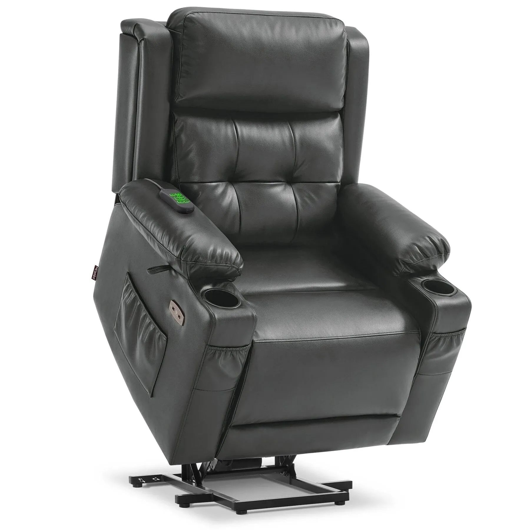 MCombo Lay Flat Dual Motor Power Lift Recliner Chair Sofa with Heat and Massage, Infinite Position, Faux Leather 7661