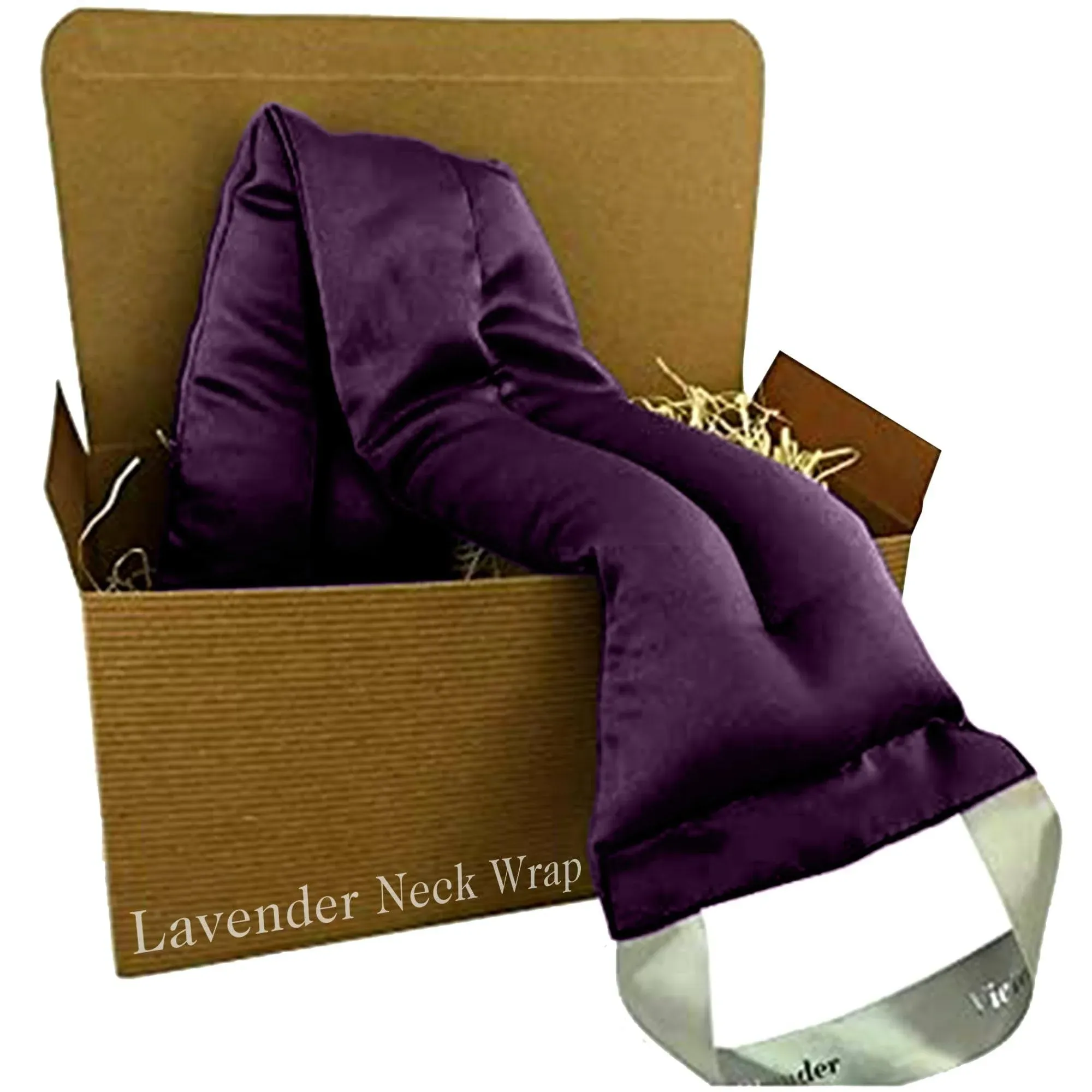 Victoria's Lavender Luxury Microwavable Aromatherapy Lavender Neck Wrap Provides Stress and Neck Pain Relief with Organic Lavender Buds and Flax Seed, Extra Long, Excellent Gift for Relaxation