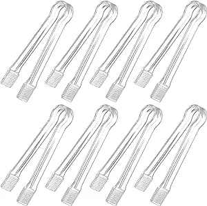 Didaey 8 Pieces Plastic Tongs for Serving Food Clear Kitchen Tongs Mini Serving ...