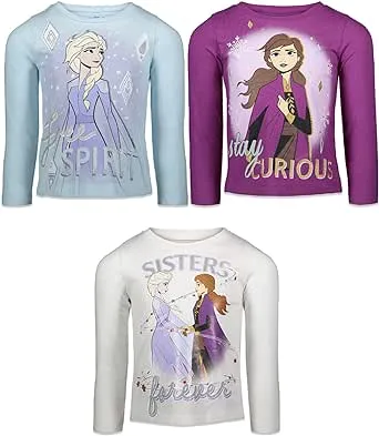 Disney Frozen Princess Anna Elsa Girls 3 Pack T-Shirts Toddler to Big Kid