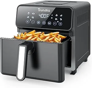 Air Fryer Oven 6.3 QT, Compact & Large Airfryer for Family, 8 Quick Presets, Non-Stick Square Basket, All Metal Inside, Dishwasher Safe, Black