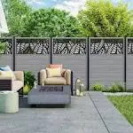 Barrette Outdoor Living Vinyl Fence 4&#039; Driftwood Sanibel Black Decorative Screen