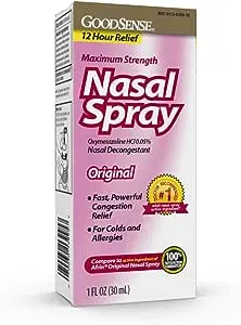 GoodSense Maximum Strength Nasal Spray, Fast Powerful Congestion Relief For Colds and Allergies, 1 Fluid Ounce