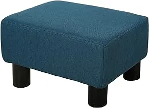 HOMCOM 16 Cube Modern Linen Fabric Pouf Footrest Ottoman - Dark Blue