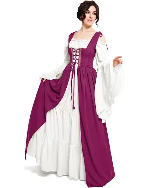 Mythic Renaissance Medieval Irish Costume Over Dress & Cream Chemise Set (XXS/XS ...