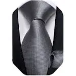 DiBanGu Men's Solid Silk Handkerchief Tie