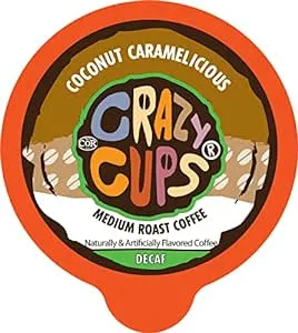 Crazy Cups Decaf Coconut Caramel Cream coffee pods, Medium Roast, 22 Count For Keurig K Cup Machines