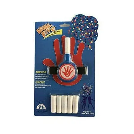 FiestaFive - Confetti High Five HandHeld Toy Shooter with 6 Refills (Red/White/Blue)