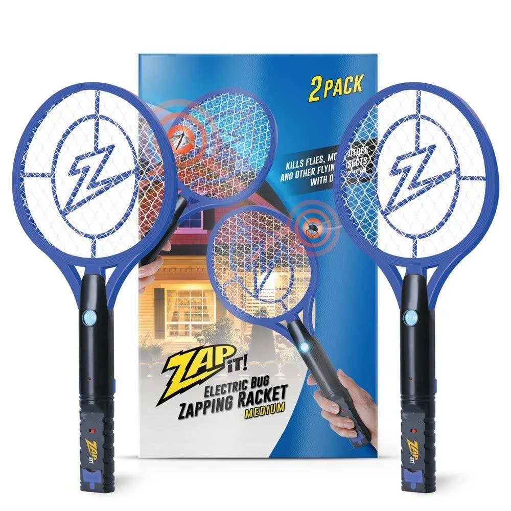 Zap It! It Bug Zapper Rechargeable Bug Zapper Racket, 4,000 Volt, USB Charging Cable, 2 Pack