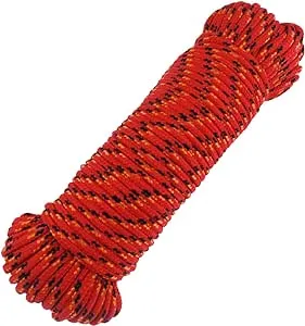 Diamond Braid Nylon Rope,3/16"(5mm) by 100feet Paracord,General-Purpose Utility Rope, Polypropylene Rope, High Strength All Purpose Braided Utility Flag Line,Rope for Indoor or Outdoor Use (Red)