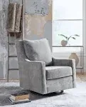 Signature Design by Ashley Kambria Casual Upholstered Swivel Glider Accent Chair, Gray