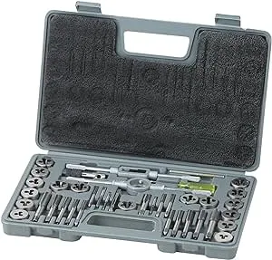 VEVOR Tap and Die Set, 40-Piece Include SAE Size NC/NF/NPT, Bearing Steel Taps and Dies, Essential Threading Tool for Cutting External Internal Threads, with Complete Accessories and Storage Case