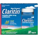 Claritin Antihistamine, Non-Drowsy, Original Prescription Strength, Tablets - 30 tablets