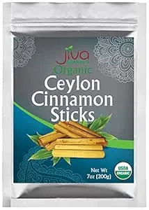 Organic Ceylon Cinnamon Sticks 7 Ounce Bag from Sri Lanka | Raw, Vegan, Non-GMO | ~45 sticks, 3 inch, Fair Trade, Gluten Free by Jiva Organics