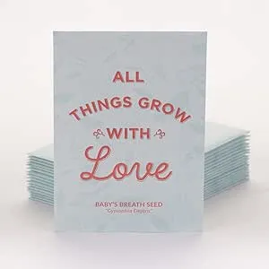 Bentley Seed Co. All Things Grow with Love Pre Filled Baby's Breath Seed Packets | 25 Non-GMO Individual Baby Breath Seed Packs | Party Favors Non-GMO Eco-Friendly Gift