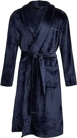 Eddie Bauer Mens' Plush Bathrobe- Soft Fleece Spa Bath Robe with 2 External Pockets and Belt for Men