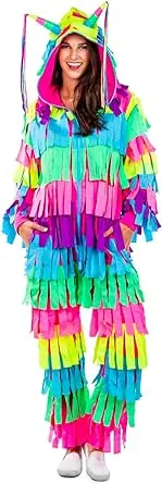 Tipsy Elves Halloween Costumes for Women - Bright Multicolored Pinata Jumpsuit Funny Halloween Costume Adult Onesies