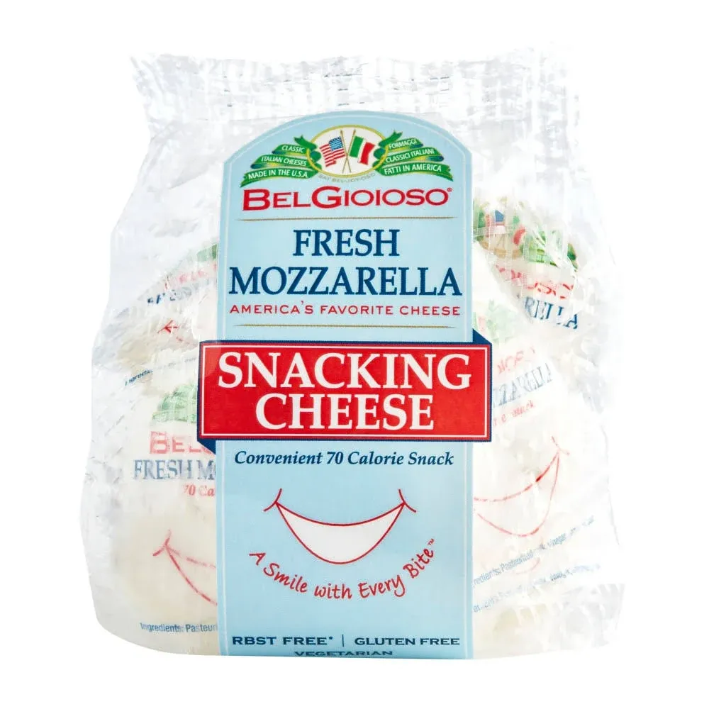 Belgioioso Snacking Cheese, Fresh Mozzarella - 6 pack, 1 oz packages