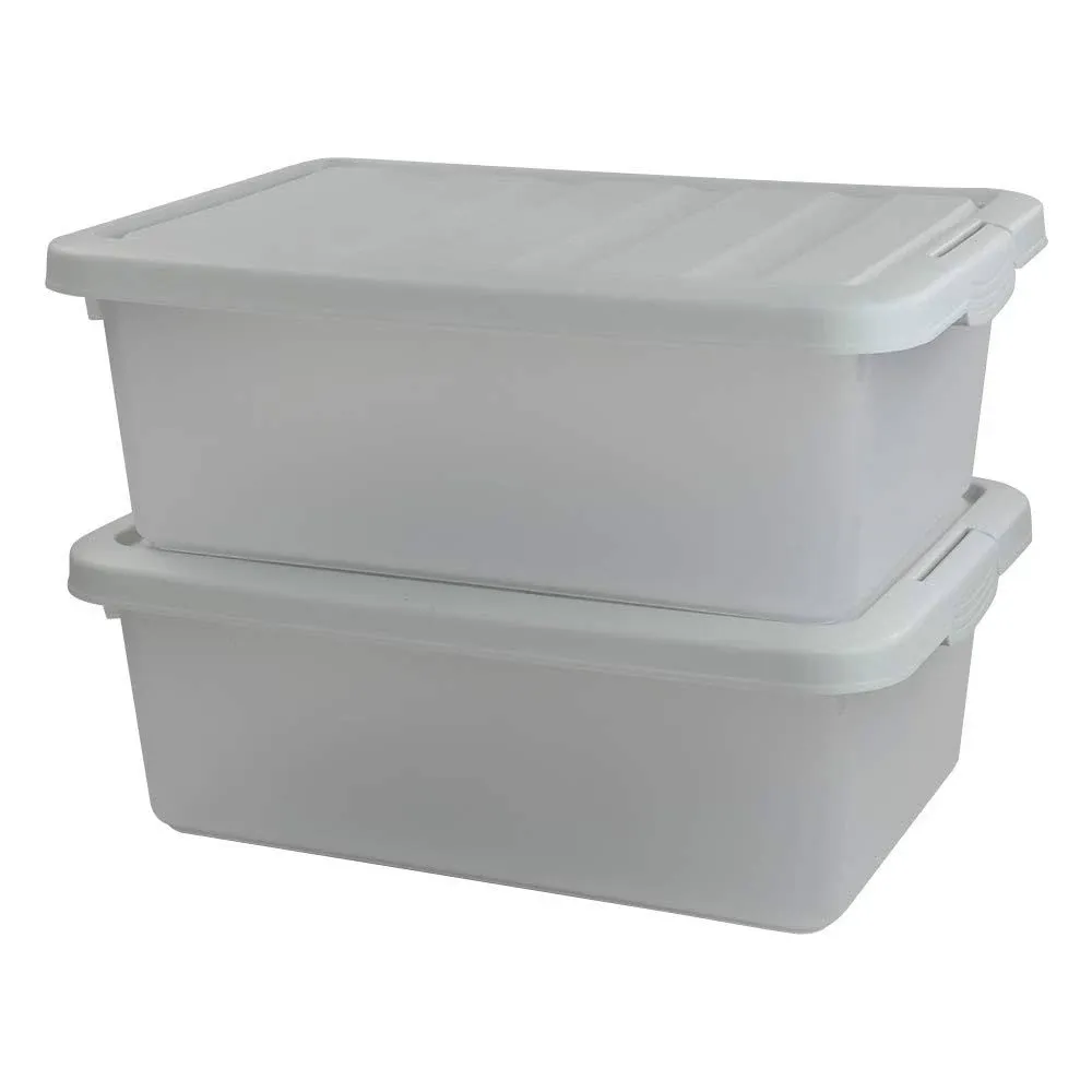 Ucake 14 Quart Plastic Storage Box, Clear Storage Bin with Lid, 2 Packs