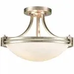 Modern Brushed Nickel 3-Light Ceiling Light with White Glass