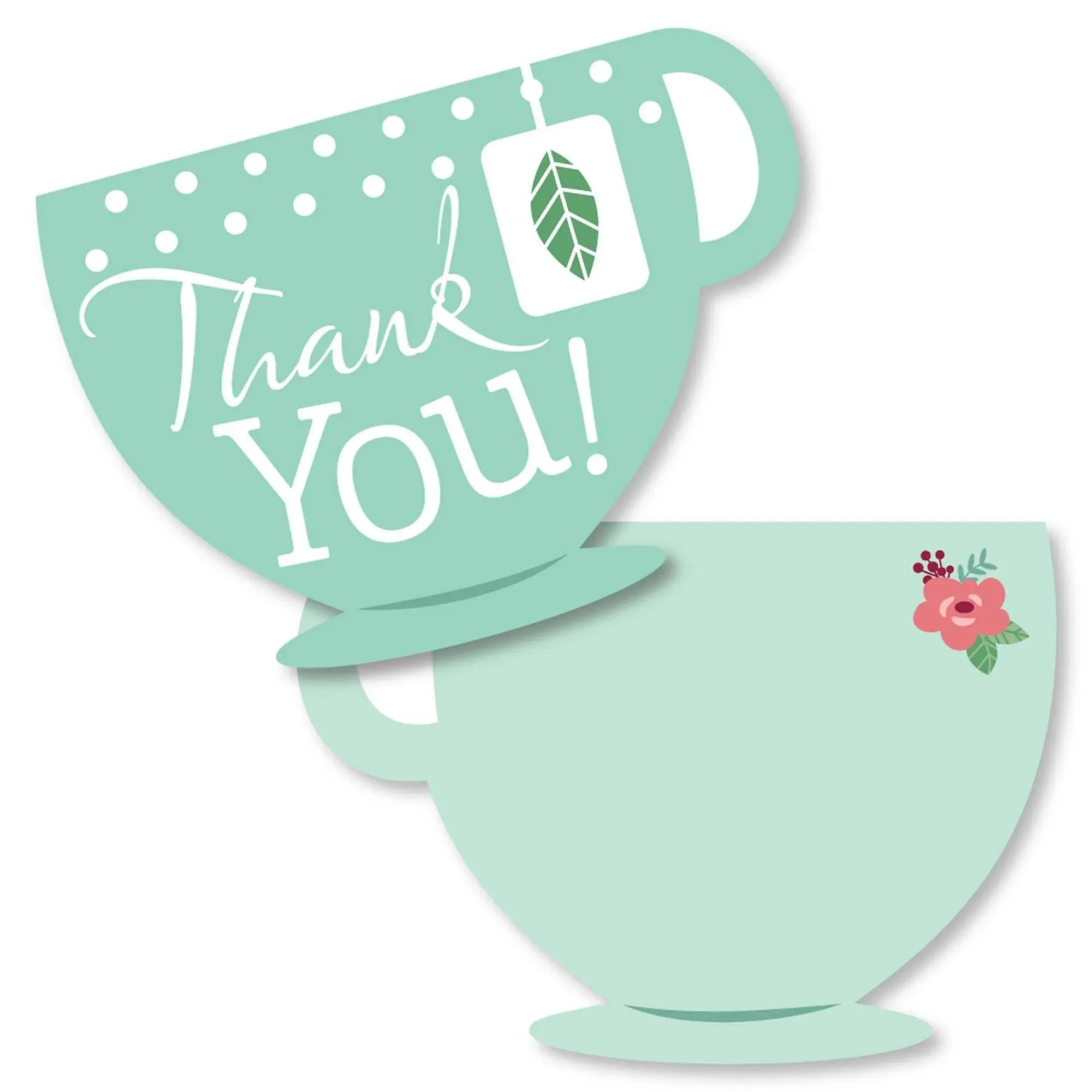 Big Dot of Happiness Floral Let's Par-Tea Shaped Thank You Cards