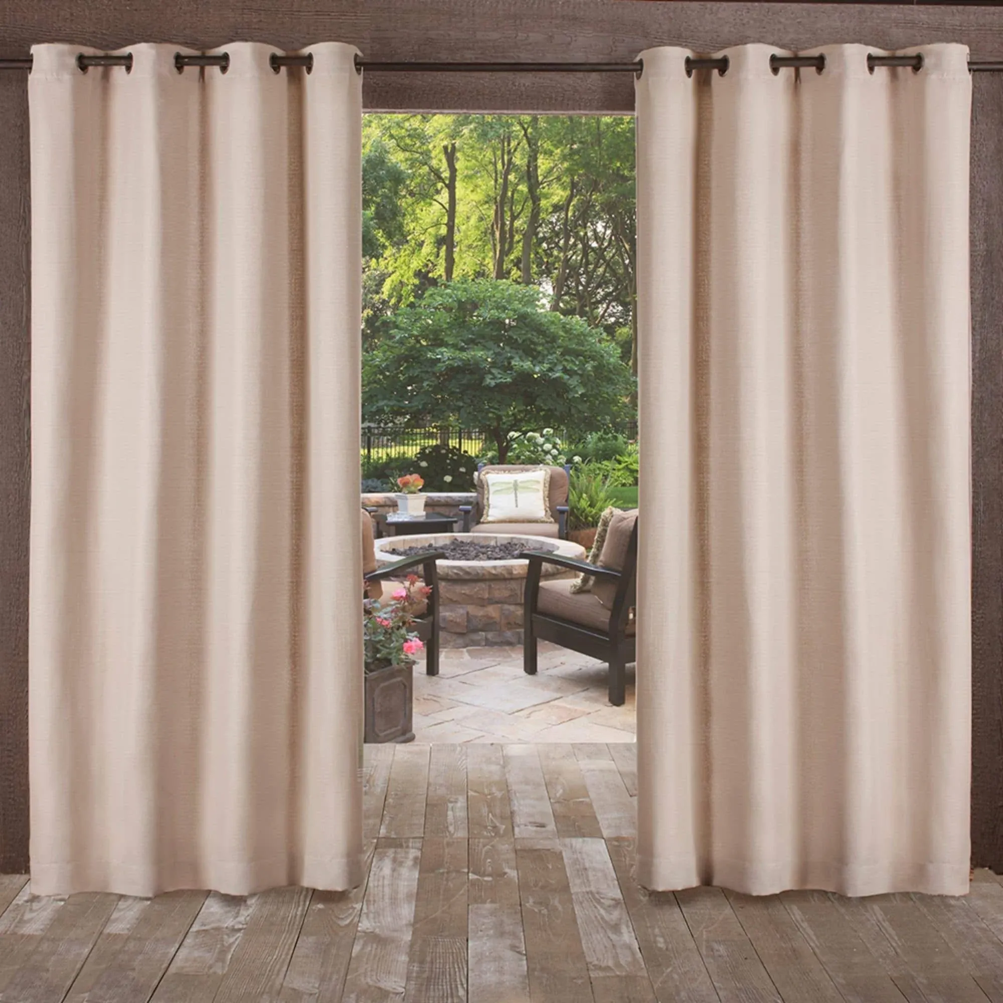 Exclusive Home Delano Indoor/Outdoor Grommet Top Curtain Panel Pair Sunbath