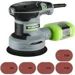 WorkPro 5-Inch Random Orbit Sander, 6 Variable Speeds 7000 to 14000 RPM, 2.5 Amp Electric Sander for Woodworking with Dust Collector, 15pcs