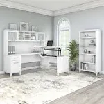 Bush Furniture - Somerset 72W 3 Position Sit to Stand L Shaped Desk with Hutch and Bookcase in Platinum Gray - SET017PG