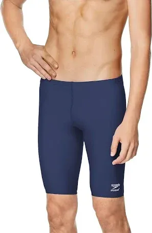 Speedo Men's Endurance+ Solid Jammer Swimsuit, Navy, 32