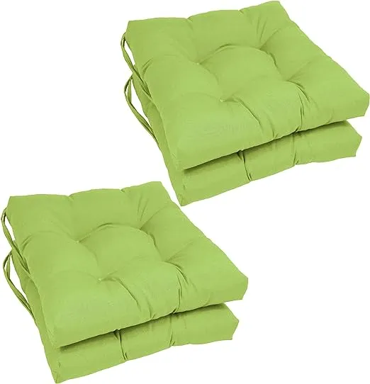 Blazing Needles Solid Twill Square Tufted Chair Cushions (Set of 4), 16", Mojito Lime